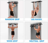 Oss - Multi-Grip Chin-Up/Pull-Up Bar, Heavy Duty Doorway Trainer for Home Gym, Black. Includes a Free Figure 8 Resistance Bands
