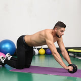 OSS - Abdominal Exercise Wheel Black Roller With Extra Thick Knee Pad Mat