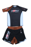 OSS Sports Men's BJJ, No GI, MMA, Top Plus Shorts Double-Layer Quick Dry - BJJ Grading Set - 2 PCS